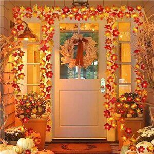 2 Pack Maple Leaf Lights, 20ft 40 LED Fall Garland, Battery Operated for Home De
